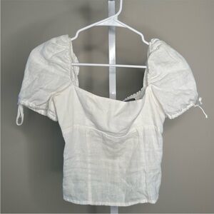 Reformation Cream Linen Top